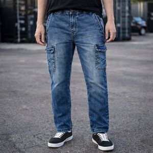 Seven7 Able Men’s Jogger Denim Jeans Blue Tapered Fit Size 34x33 Stretch